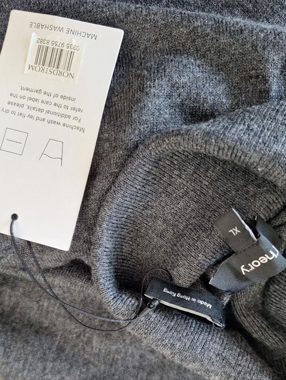 Theory Men's Merino Wool Charcoal Gray Turtleneck Sweater Size XL